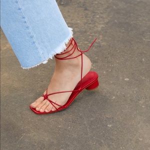 Zara red heeled sandal, NWT 38